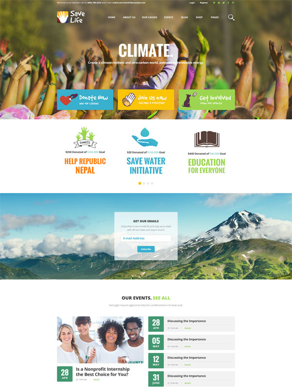 Mẫu Thiết kế website tổ chức từ thiện 